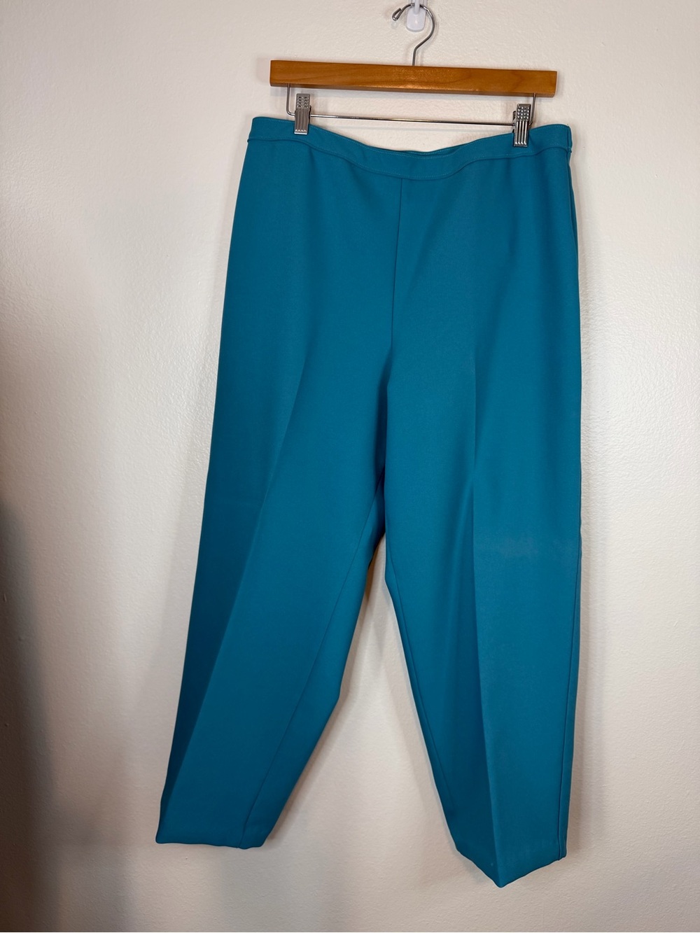 Vintage Levi's Bend Over Pants Women's Size 14P Teal Pull-On Trousers Polyester